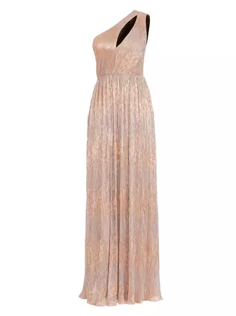 Shop Dress The Population Kienna Metallic One-Shoulder Gown | Saks Fifth Avenue