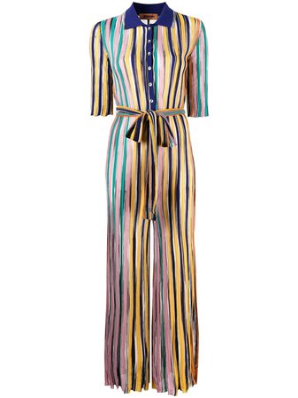 pink & yellow Missoni stripe-print belted jumpsuit with Express Delivery - Farfetch