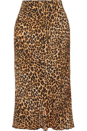 Nanushka | Zarina leopard-print stretch plissé-jersey midi skirt | NET-A-PORTER.COM