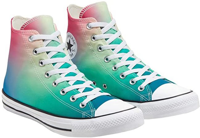 Chuck Taylor All Star Ombre Wash - Hi (White/Game Royal/Cerise Pink) Lace up casual Shoes
