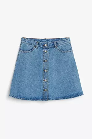 Mini A-line denim skirt - Brown sugar - Skirts - Monki GB
