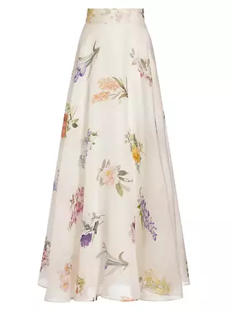 Shop Zimmermann Natura Linen-Silk Floral Maxi Skirt | Saks Fifth Avenue