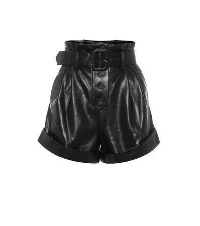 Self-Portrait - Belted faux-leather shorts | Mytheresa