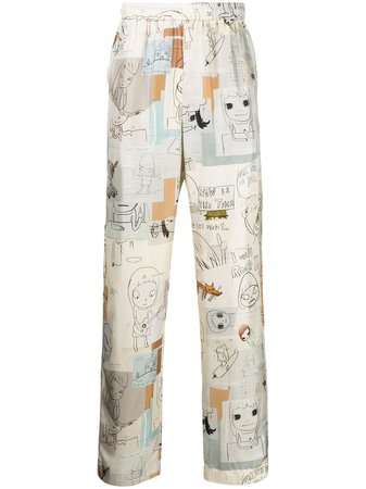 Shop Stella McCartney x Yoshitomo Nara illustration-print trousers with Express Delivery - Farfetch