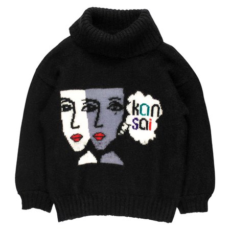 Kansai Yamamoto '70s Faces Logo Turtleneck Sweater For Sale at