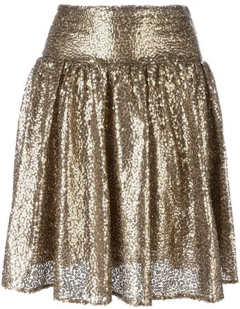 metallic sequin pleated skirt