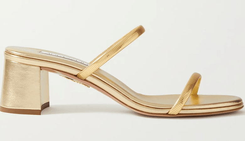 gold sandal block heel