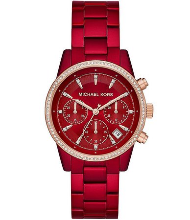 Michael Kors Ritz Chronograph Red Stainless Steel Watch