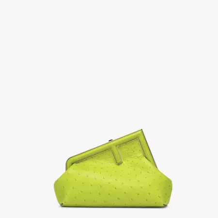 Fendi First Small - Acid green ostrich leather bag | Fendi