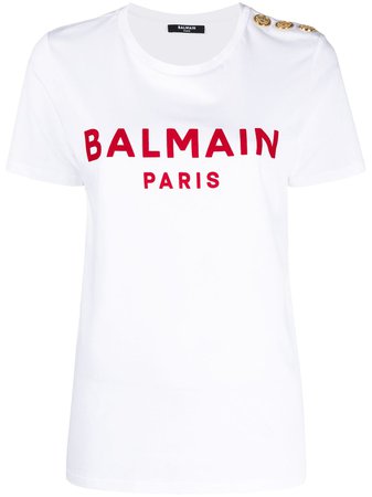 Balmain Logo Print Cotton T-shirt - Farfetch