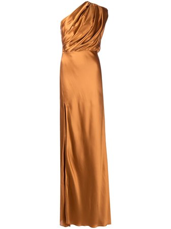 Michelle Mason silk asymmetrical gathered gown with Express Delivery - FARFETCH