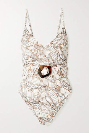 Myra Belted Printed Swimsuit - Ivory