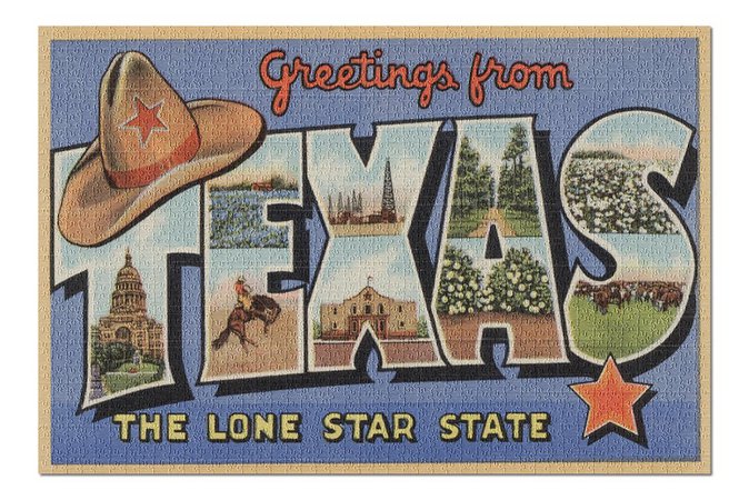 Texas Greetings From The Lone Star State Vintage Halftone | Etsy