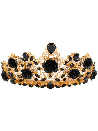 Gold Dolce & Gabbana Crystal And Rose Embellished Tiara | Farfetch.com