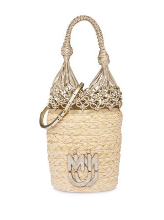 Miu Miu straw mesh bucket bag - FARFETCH