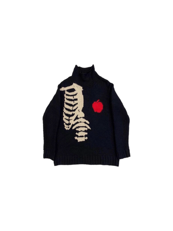 skeleton sweater black red white