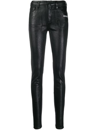 Off-White Coated Skinny Trousers - Farfetch