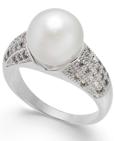 Charter Club Silver-Tone Pavé & Imitation Pearl Ring, Created for Macy's - Fashion Jewelry - Jewelry & Watches - Macy's