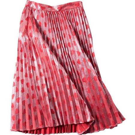 Heart Printed Lurex Pleated Midi Skirt