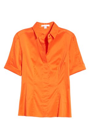 BOSS 'Bashini' Elbow Sleeve Stretch Poplin Shirt (Regular & Petite) | Nordstrom