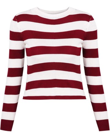 Red White Long Sleeve Striped Knit Sweater | SHEIN USA