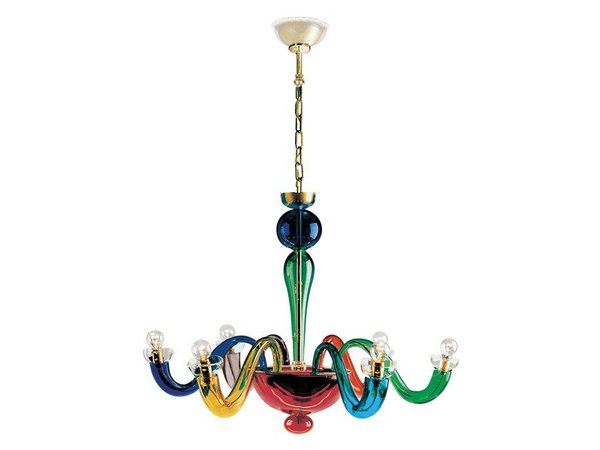 LED blown glass chandelier SERENISSIMA L6 Traditional Collection By LEUCOS
