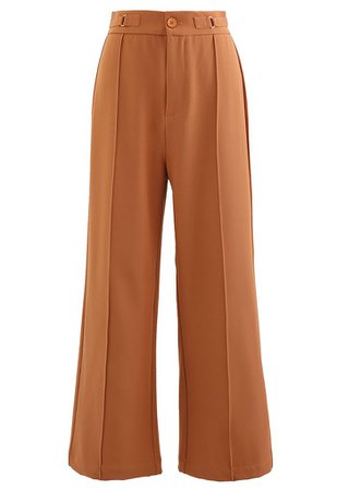 Seamed Front Straight Leg Pants in Orange - Retro, Indie and Unique Fashion
