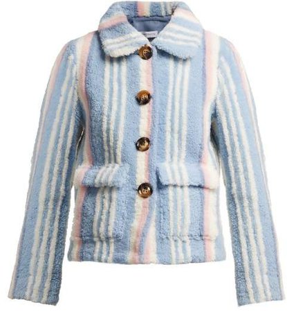 Saks Potts - Lucy Striped Shearling Jacket - Womens - Blue Stripe