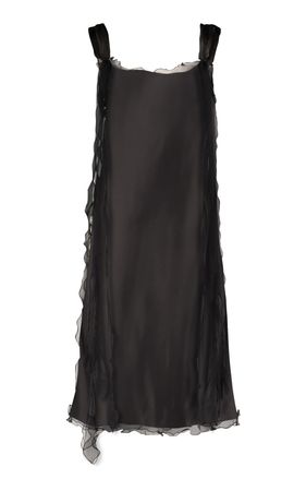 Ruffled-Trim Satin Midi Dress By Marina Moscone | Moda Operandi