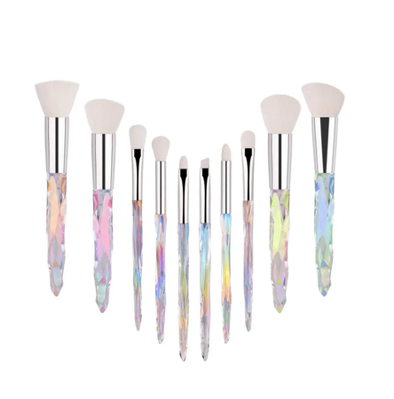 Opal gemstone makeup brushes