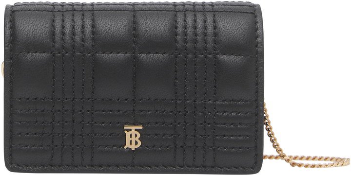 Quilted Lambskin Card Case with Detachable Strap