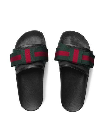 Gucci black Pursuit cotton and leather ribbon bow flat slides $520 - Buy Online AW19 - Quick Shipping, Price