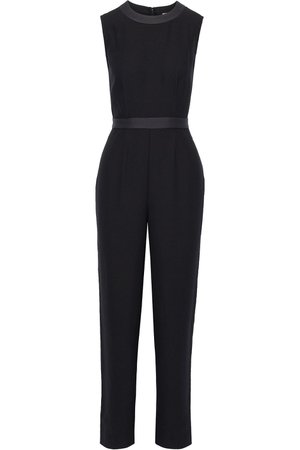 Black Baneberry satin-trimmed crepe jumpsuit | Sale up to 70% off | THE OUTNET | IRIS & INK | THE OUTNET