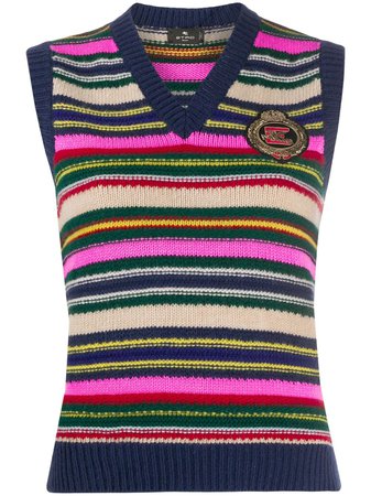 Etro, Striped V-Neck Sweater top