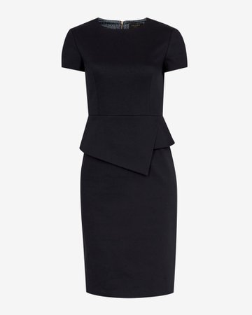 Asymmetric peplum tailored dress - Dark Blue | Workwear | Ted Baker UK