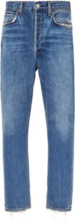 Agolde Riley Cropped High-Rise Straight-Leg Jeans Size: 24