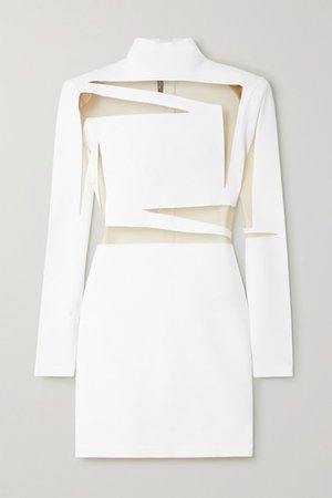 Balmain | Tulle-paneled stretch-knit mini dress | NET-A-PORTER.COM