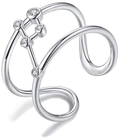 Amazon.com: VIKI LYNN Gemini Zodiac Constellation Ring Sterling Silver Adjustable Horoscope Birthday Gifts for Women: Jewelry