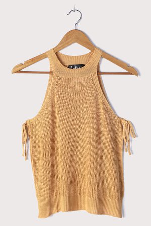 Cute Camel Top - Crochet Knit Top - Sweater Tank Top - Lulus