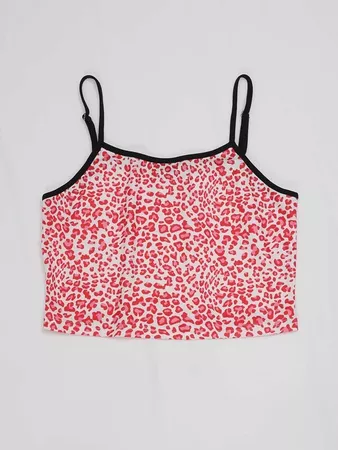 Leopard Print Crop Cami Top | SHEIN USA red