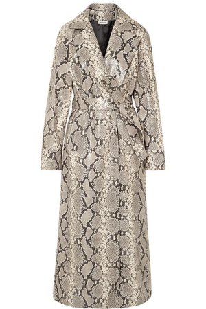 Attico | Snake-effect leather trench coat | NET-A-PORTER.COM