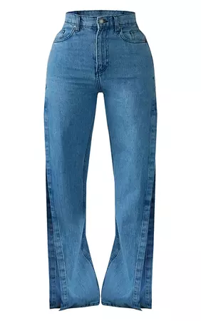 Shape Vintage Wash Extreme Split Detail Jeans | PrettyLittleThing USA
