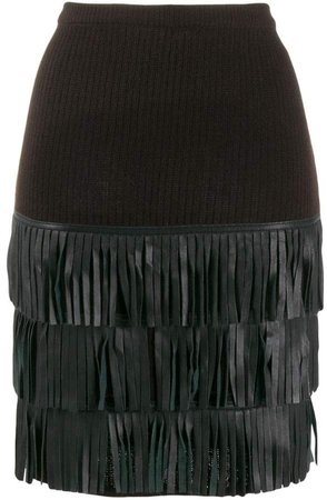 Pre-Owned 1980's fringed knitted skirt