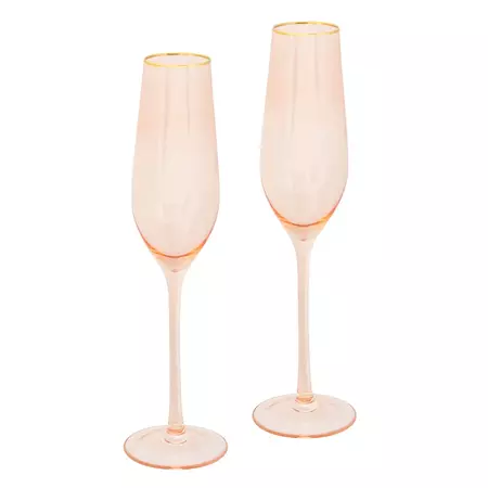 Cristina Re - Crystal Champagne Flutes Rose Set 2pce | Peter's of Kensington