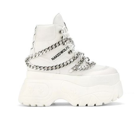 White Platform Sneakers w/ Chain