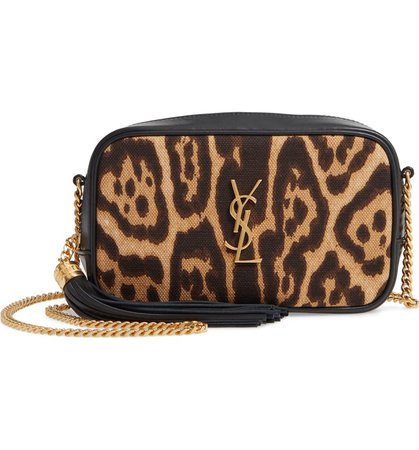 Saint Laurent Mini Lou Leopard Canvas & Leather Crossbody Bag | Nordstrom