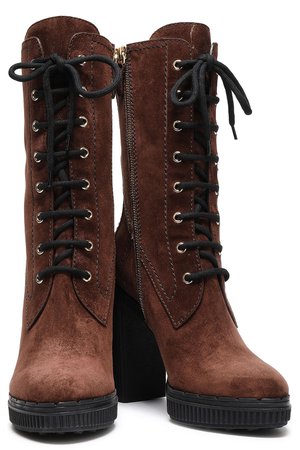 Chocolate Lace-up suede ankle boots | Sale up to 70% off | THE OUTNET | TOD'S | THE OUTNET
