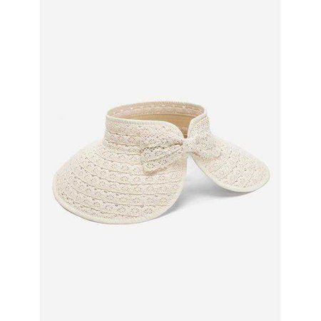 Fashiontage - Beige Crochet Visor Velcro Hat - 842247209021