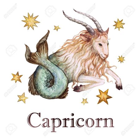 Zodiac Sign - Capricorn. Watercolor Illustration. Stock Photo, Picture And Royalty Free Image. Image 67148639.