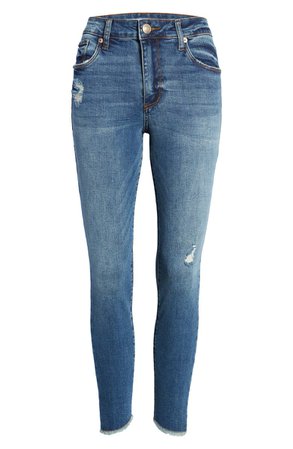Ellie High Waist Fray Hem Ankle Skinny Jeans | Nordstrom